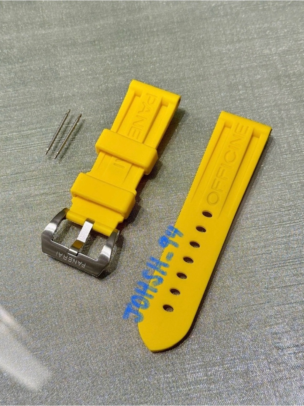 NEW Panerai Rubber Strap 24mm W/ Buckle and 2 Spring pins and Tubes in Yellow